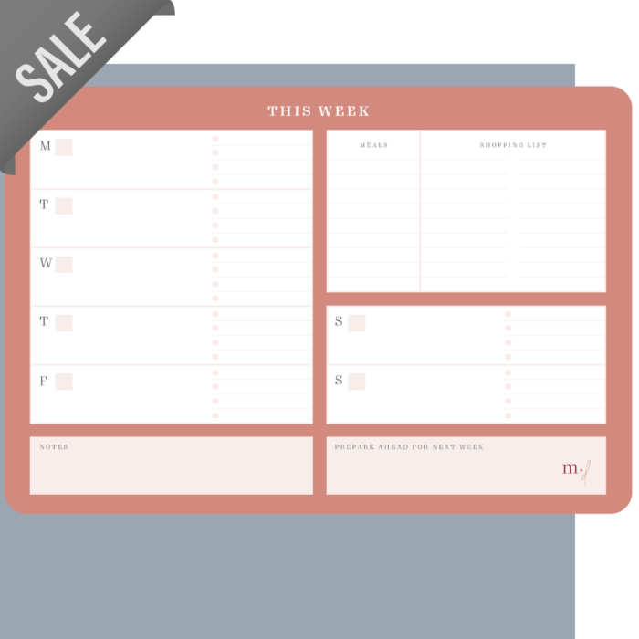 magnetic weekly planner landscape peach